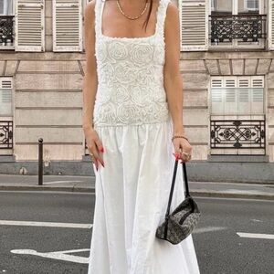 Show Me Your MuMu White Textured Floral Bradshaw Maxi Dress